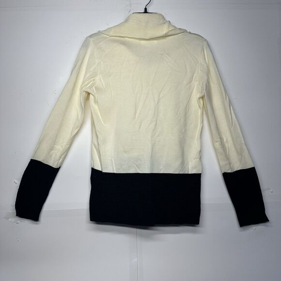 Calvin Klein Women Medium Sweater Cream Black Colorblock Cowl Neck Pullover Top - Picture 8 of 8